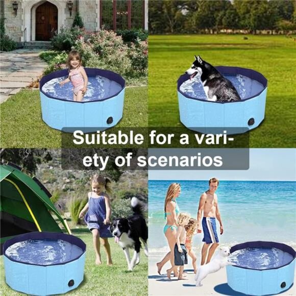 Pet Pool Foldable Swimming Pool PVC Non-Slip, Blue, 32x8inches - Picture 2 of 8